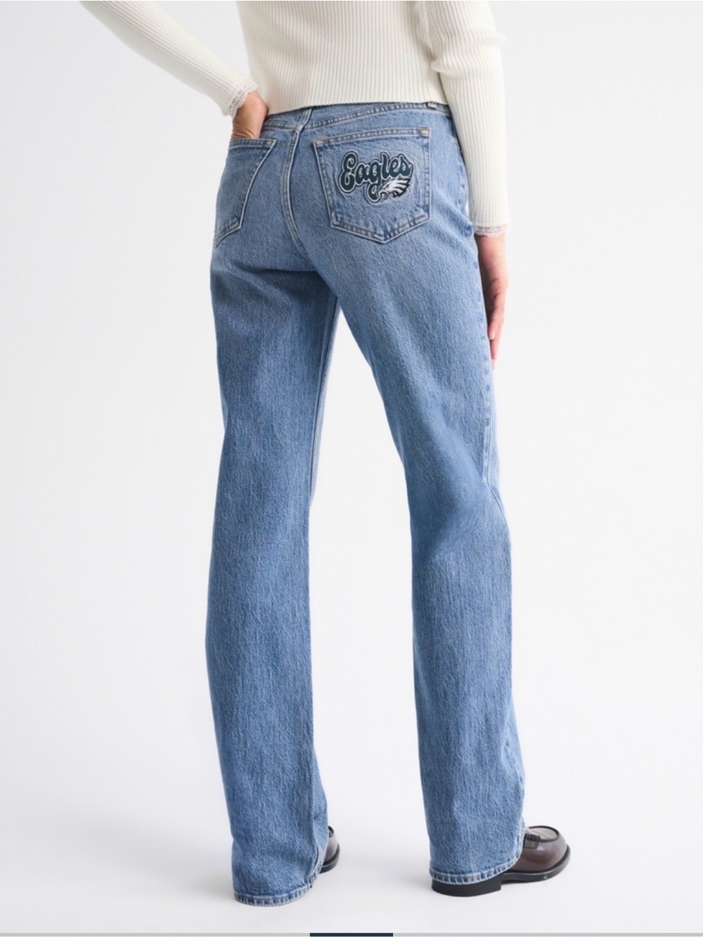 Abercrombie High Rise 90s Relaxed Philadelphia Eagles Embroidered Jean